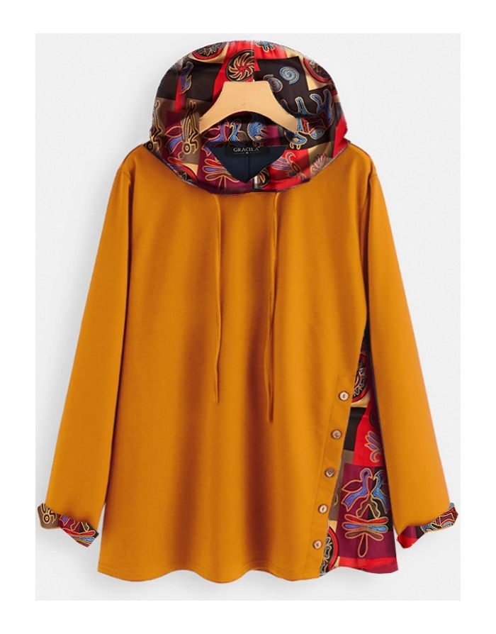 Fashion Printed Sweatshirts For Woman Buttoned Plus Size Spring Fall Tops